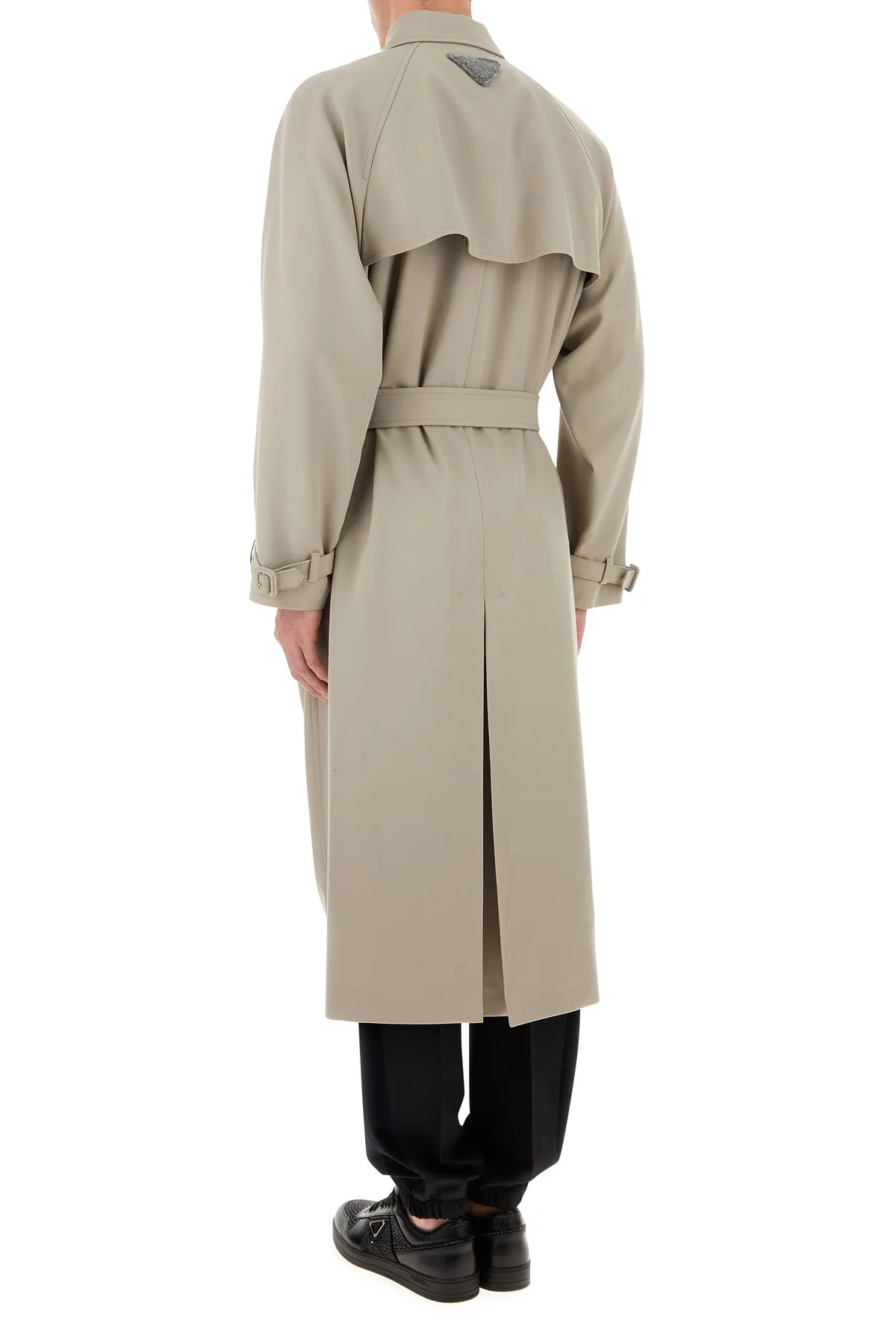 Beige gabardine trench coat