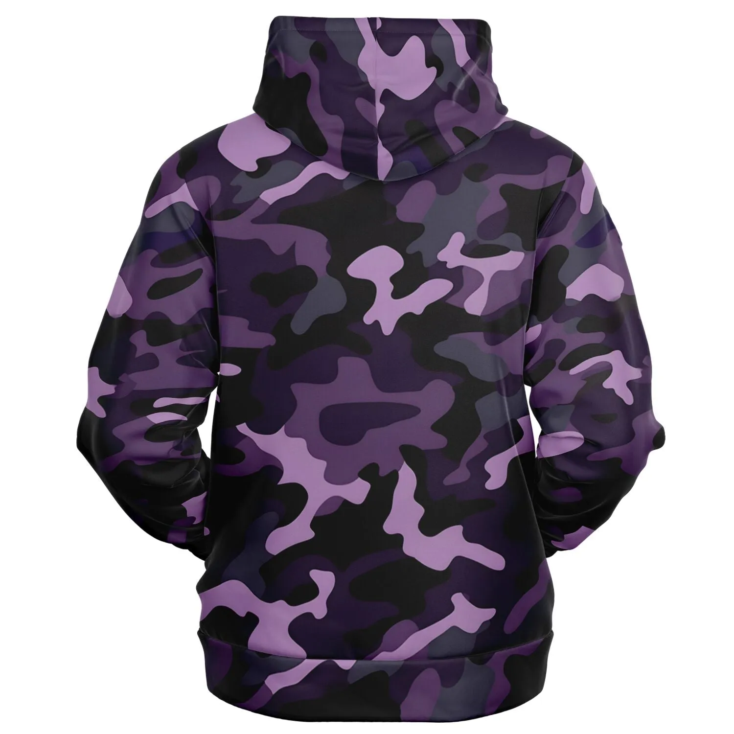 Black and Purple Camo Zip Up Hoodie, Camouflage Zipper Pocket Men Women Unisex Adult Aesthetic Cotton Fleece Hooded Sweatshirt