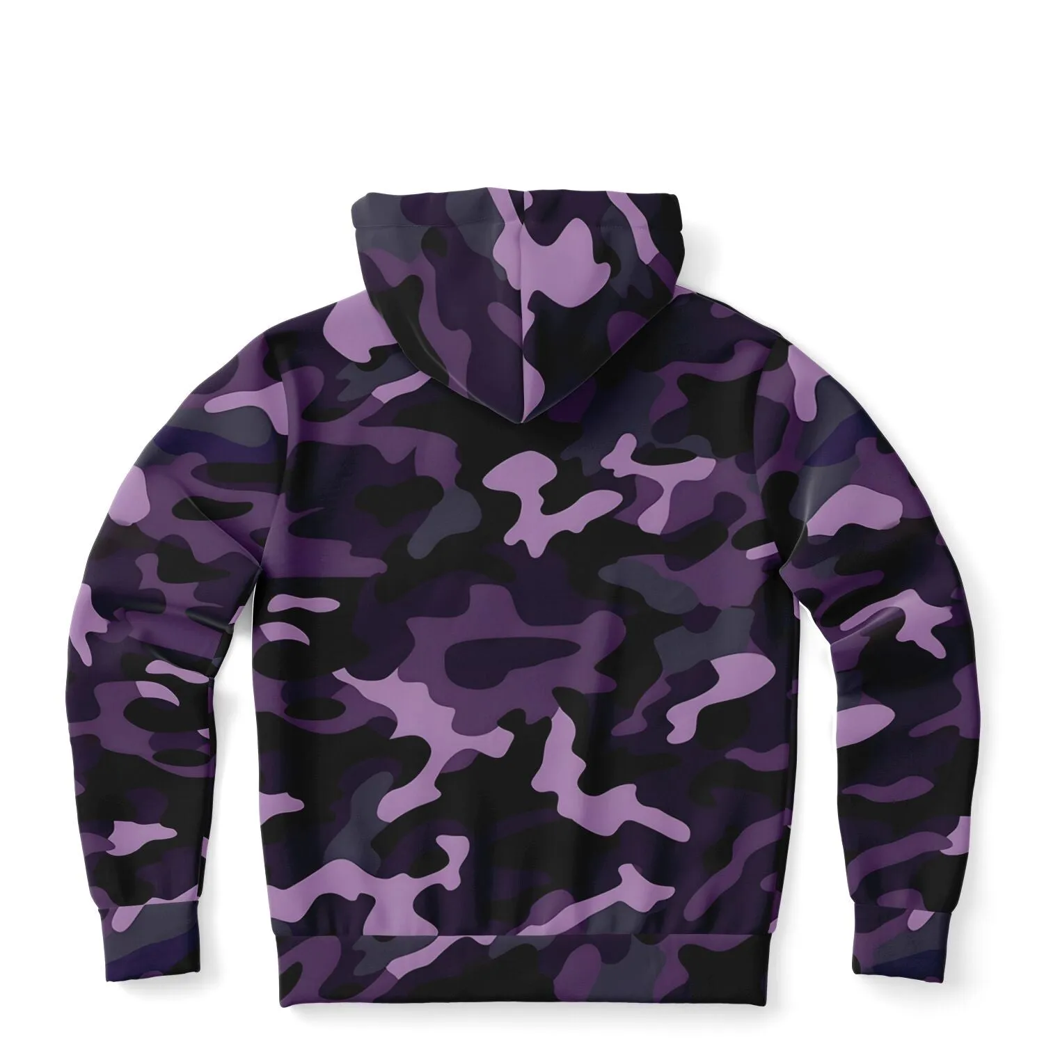 Black and Purple Camo Zip Up Hoodie, Camouflage Zipper Pocket Men Women Unisex Adult Aesthetic Cotton Fleece Hooded Sweatshirt