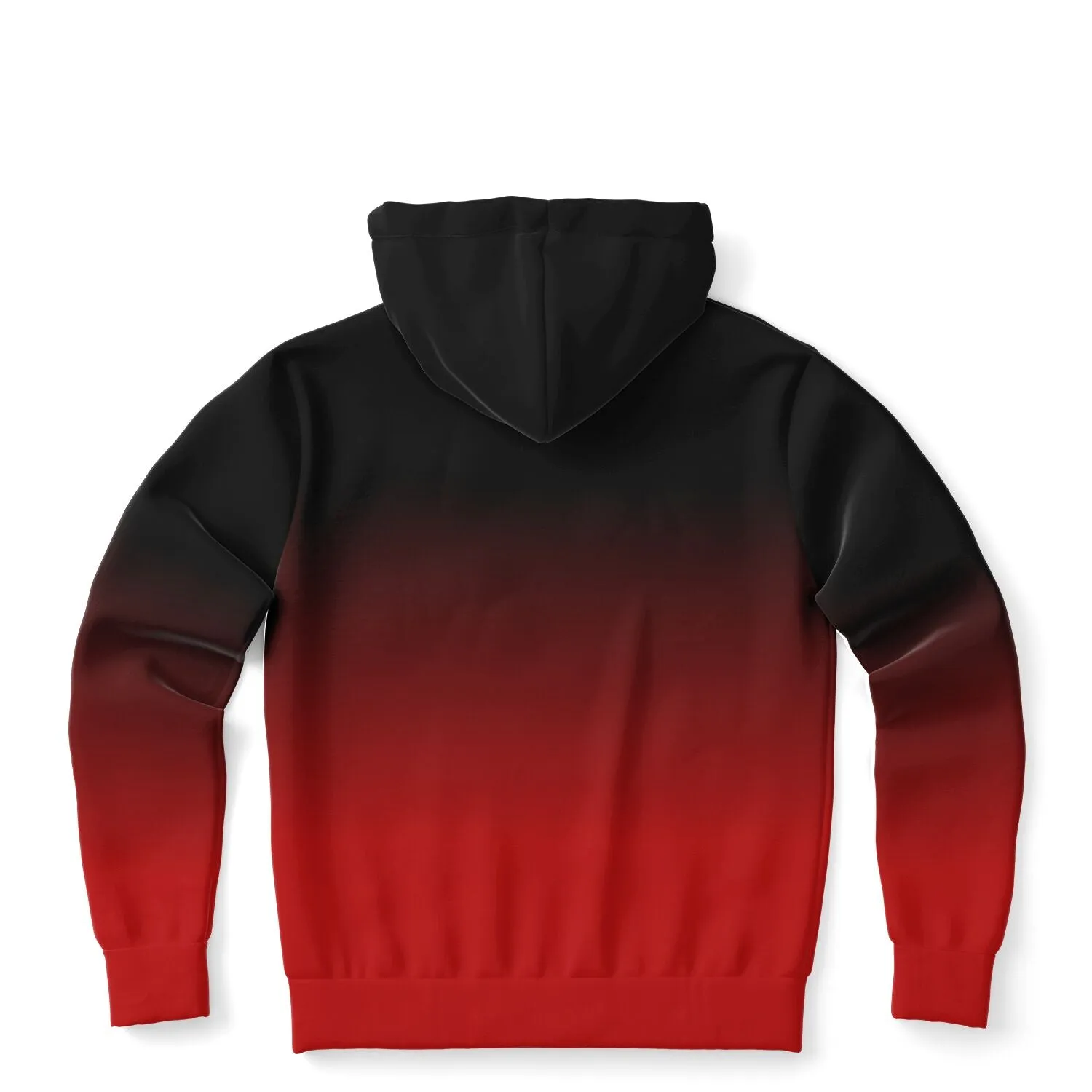 Black and Red Ombre Zip Up Hoodie, Tie Dye Gradient Front Zipper Pocket Men Women Unisex Aesthetic Cotton Fleece Hooded Sweatshirt