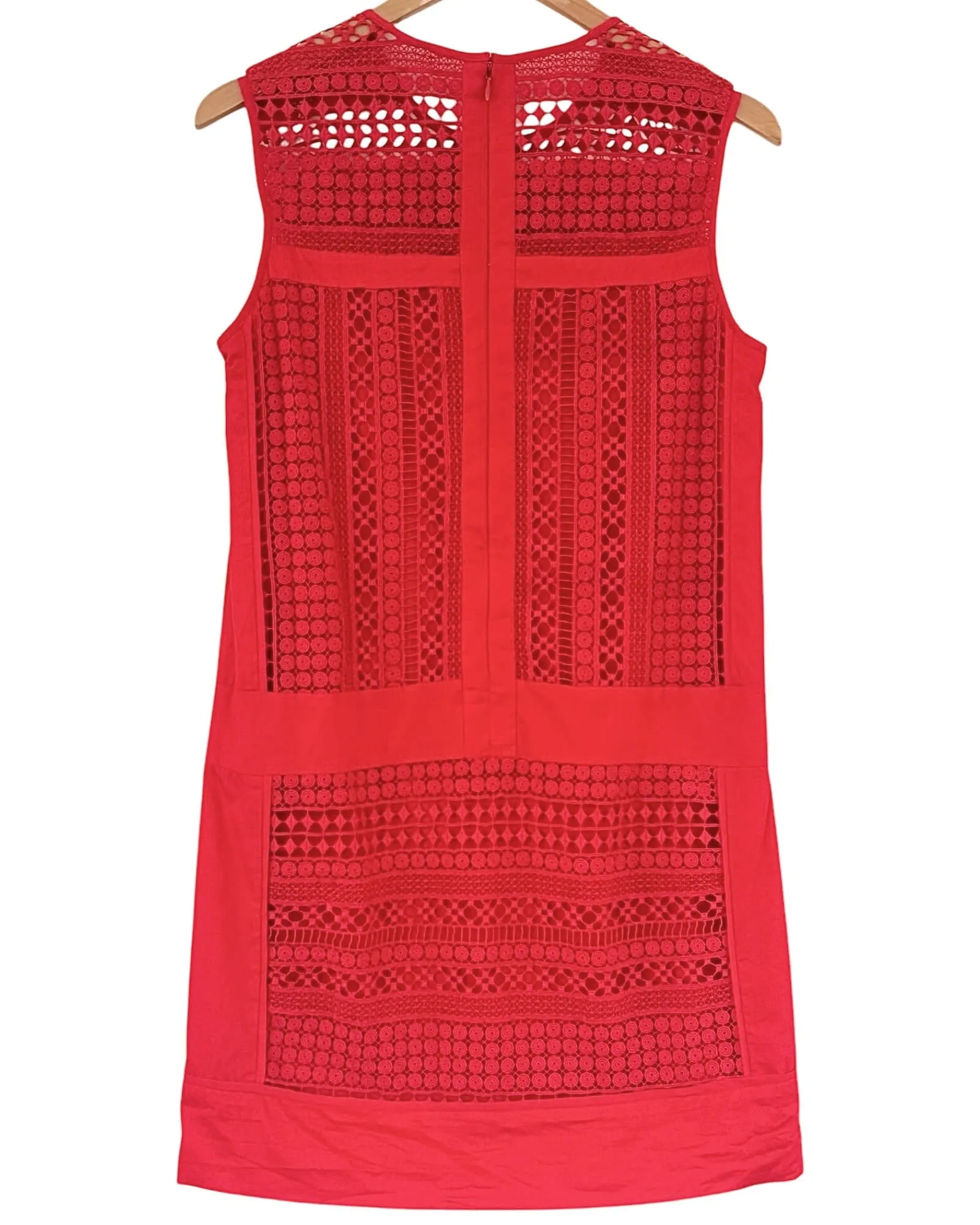 Bright Spring Radish Embroidered Lace Sleeveless Shift
