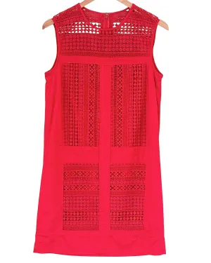 Bright Spring Radish Embroidered Lace Sleeveless Shift