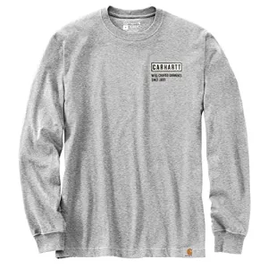 Carhartt 105423 Men's Relaxed Fit Heavyweight Long-Sleeve Crafted Graphic T-Shi - X-Large Tall - Heather Gray