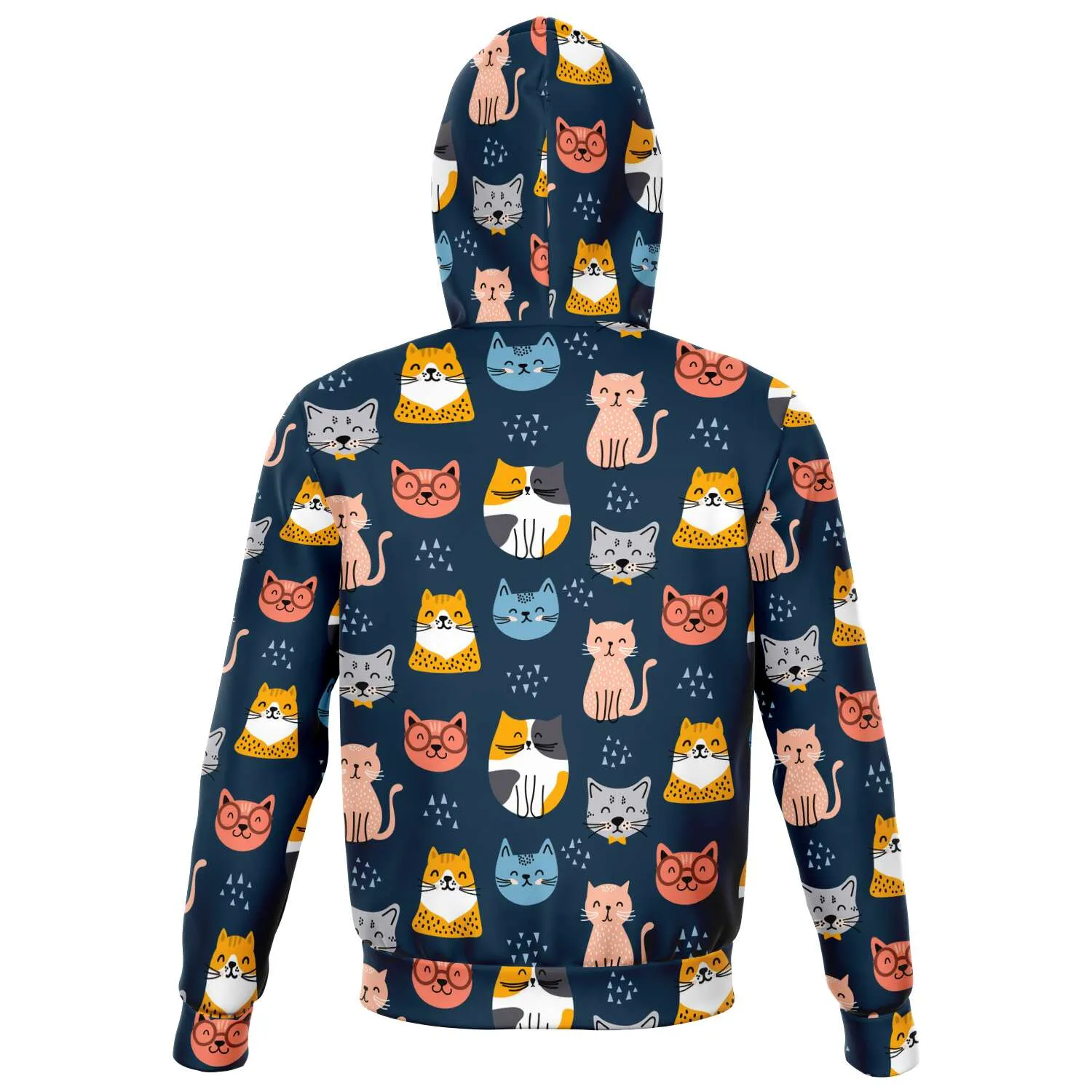 Cat Pattern Zip Up Hoodie, Kitten Front Zipper Pocket Men Women Adult Aesthetic Graphic Cotton Hooded Sweatshirt