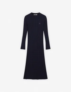 CHECKED RIBBED LONG DRESS