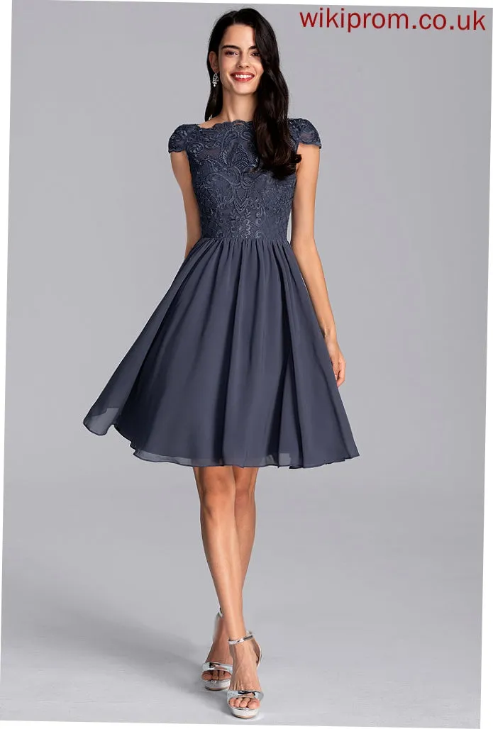 Cocktail Dress Marlee Neck Lace Scoop Chiffon Knee-Length A-Line Cocktail Dresses