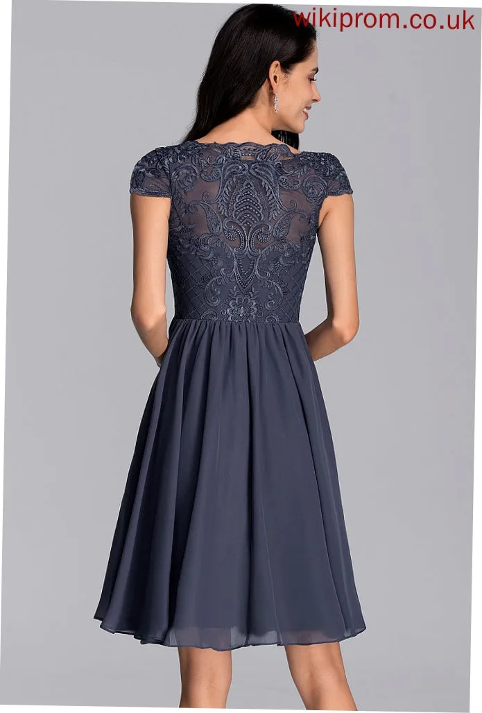 Cocktail Dress Marlee Neck Lace Scoop Chiffon Knee-Length A-Line Cocktail Dresses