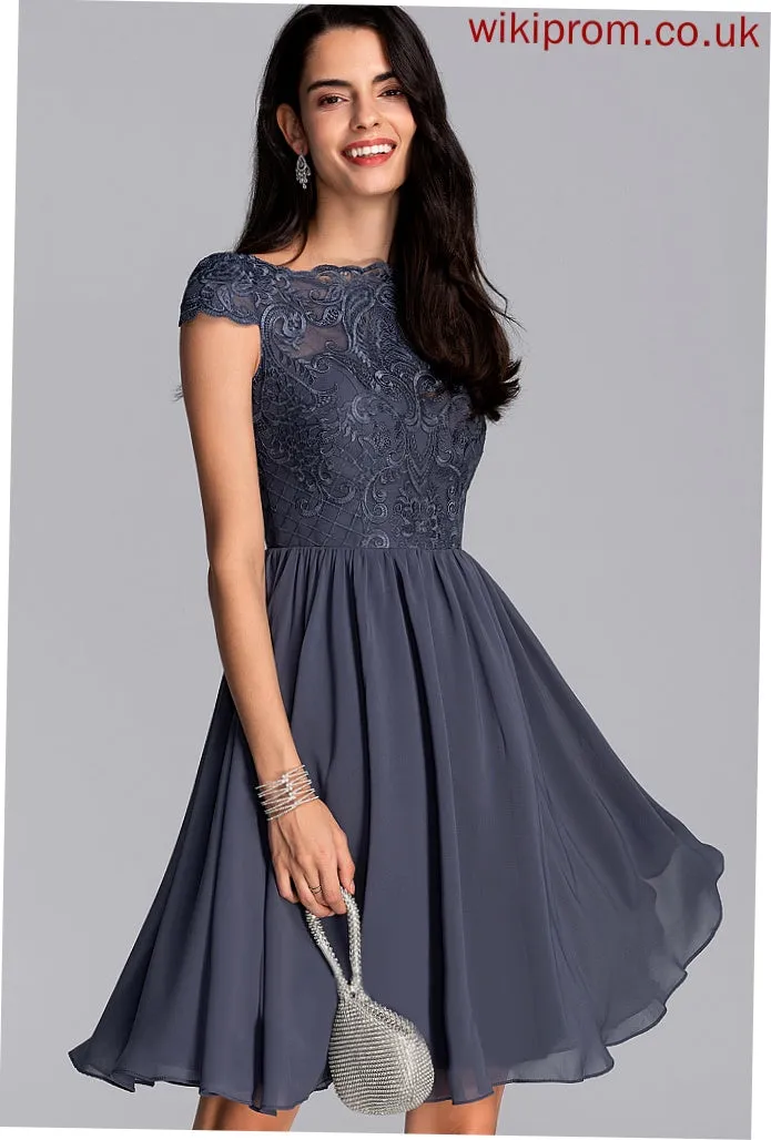 Cocktail Dress Marlee Neck Lace Scoop Chiffon Knee-Length A-Line Cocktail Dresses