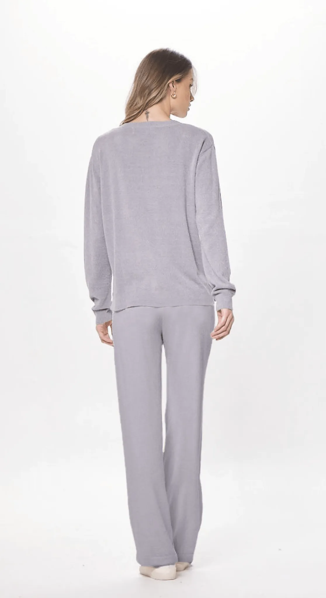 Cool Grey Plush Knit Crewneck