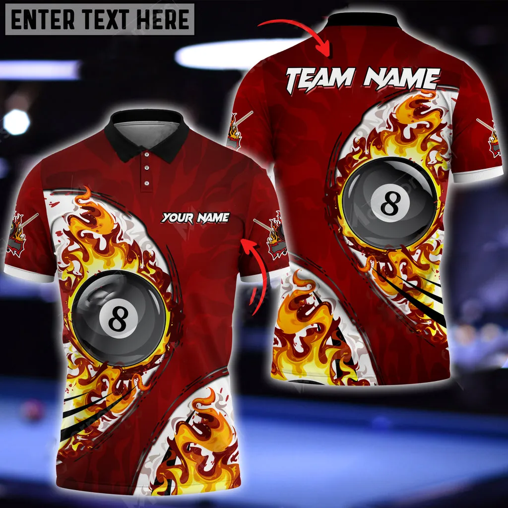 Coolspod Personalized Billiard Ball 8 Fire Team Name, Your Name Player Polo Shirt