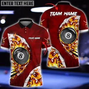 Coolspod Personalized Billiard Ball 8 Fire Team Name, Your Name Player Polo Shirt