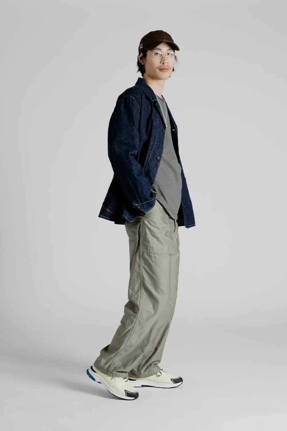 Cotton Linen  Denim Coverall Jacket - Indigo