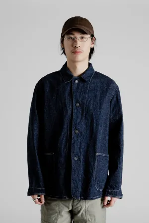 Cotton Linen  Denim Coverall Jacket - Indigo