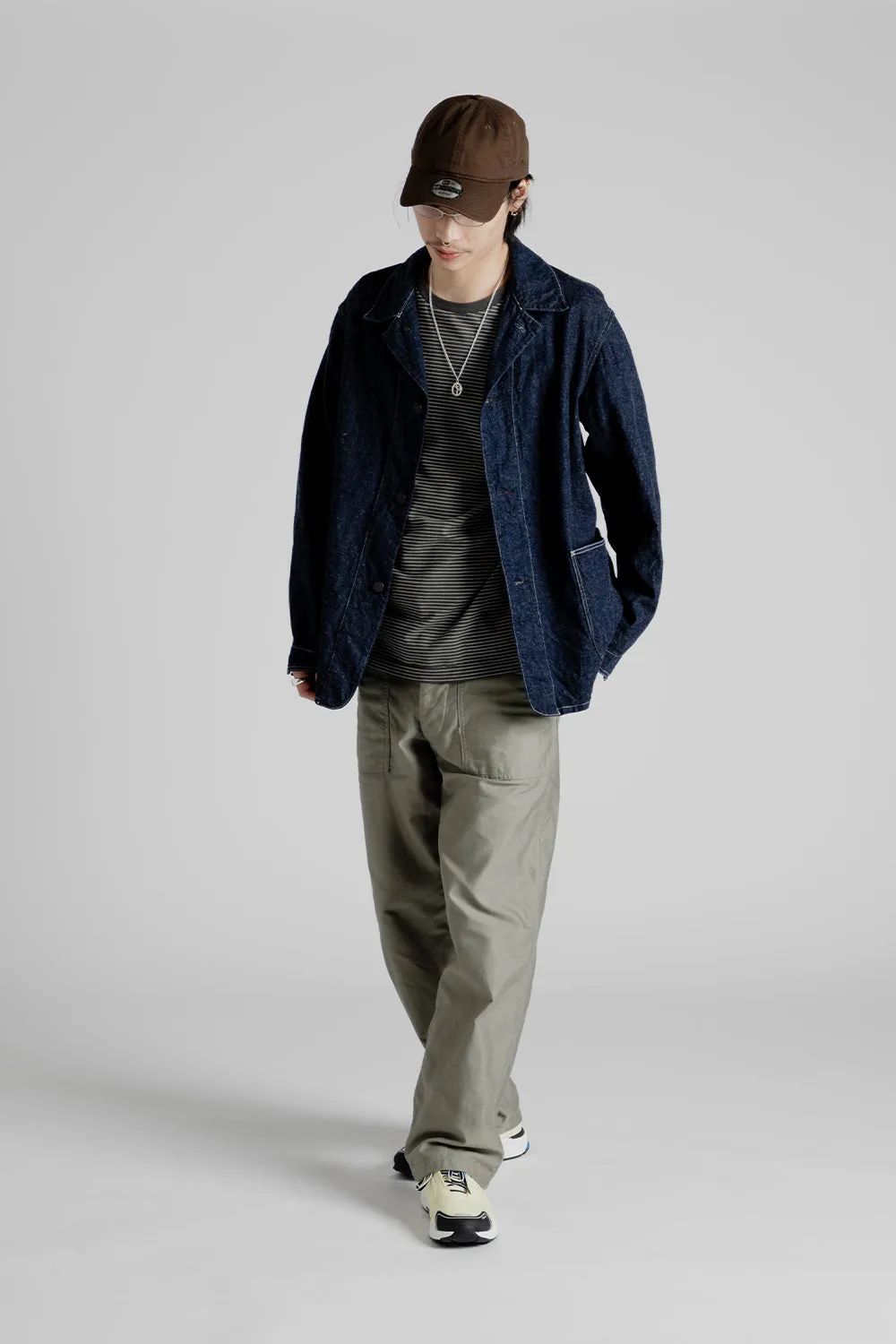 Cotton Linen  Denim Coverall Jacket - Indigo