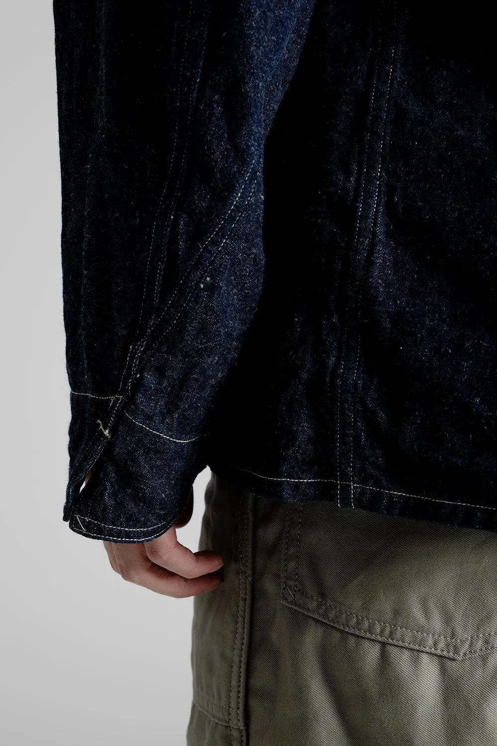 Cotton Linen  Denim Coverall Jacket - Indigo