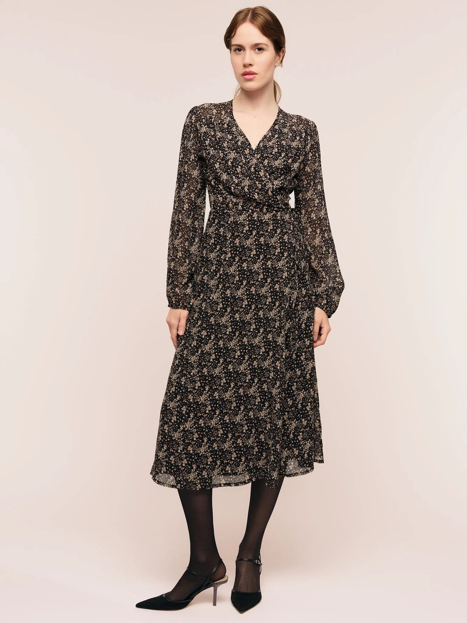 Estelle Wrap Dress - Brown Wild Flower