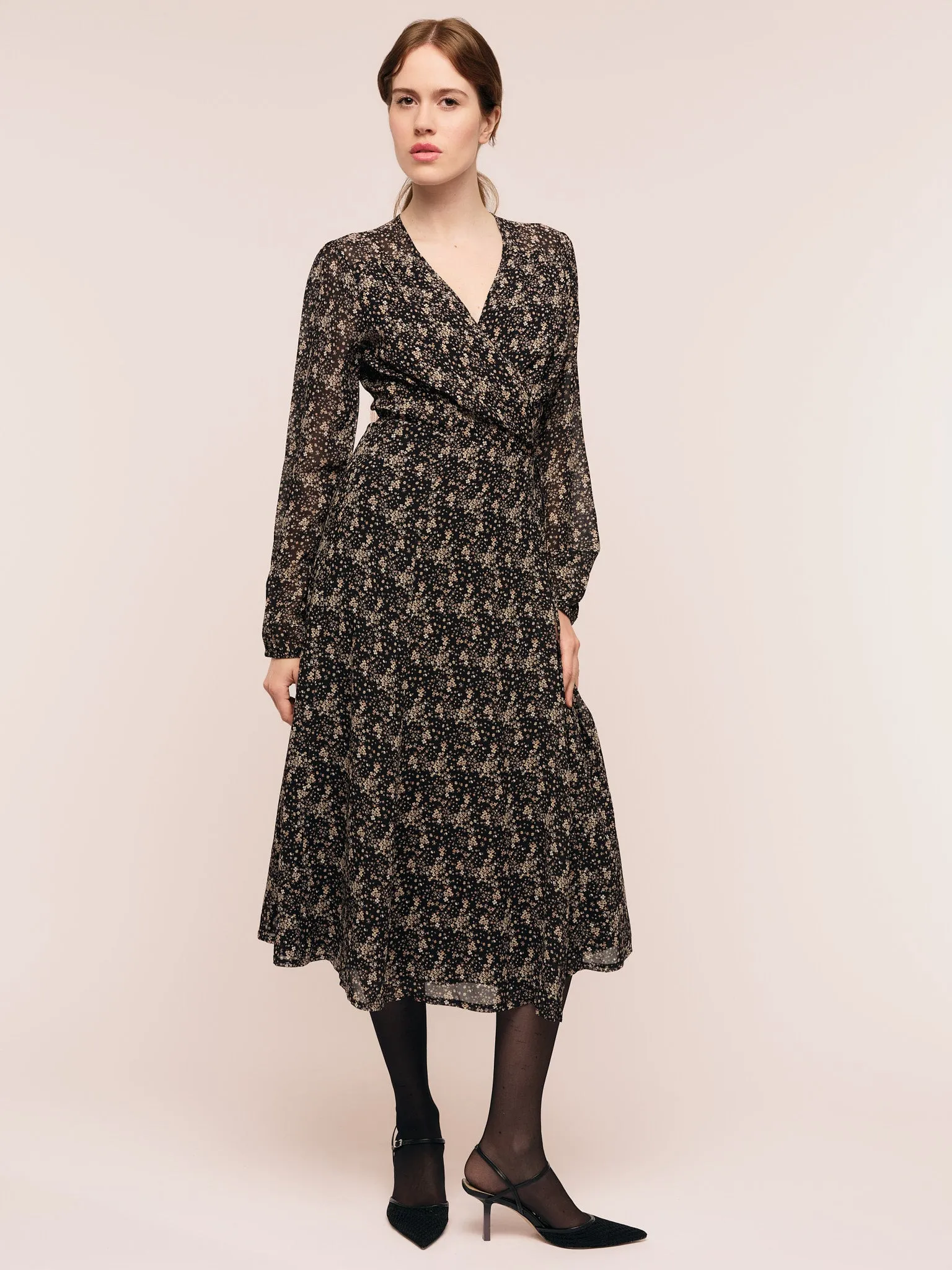 Estelle Wrap Dress - Brown Wild Flower