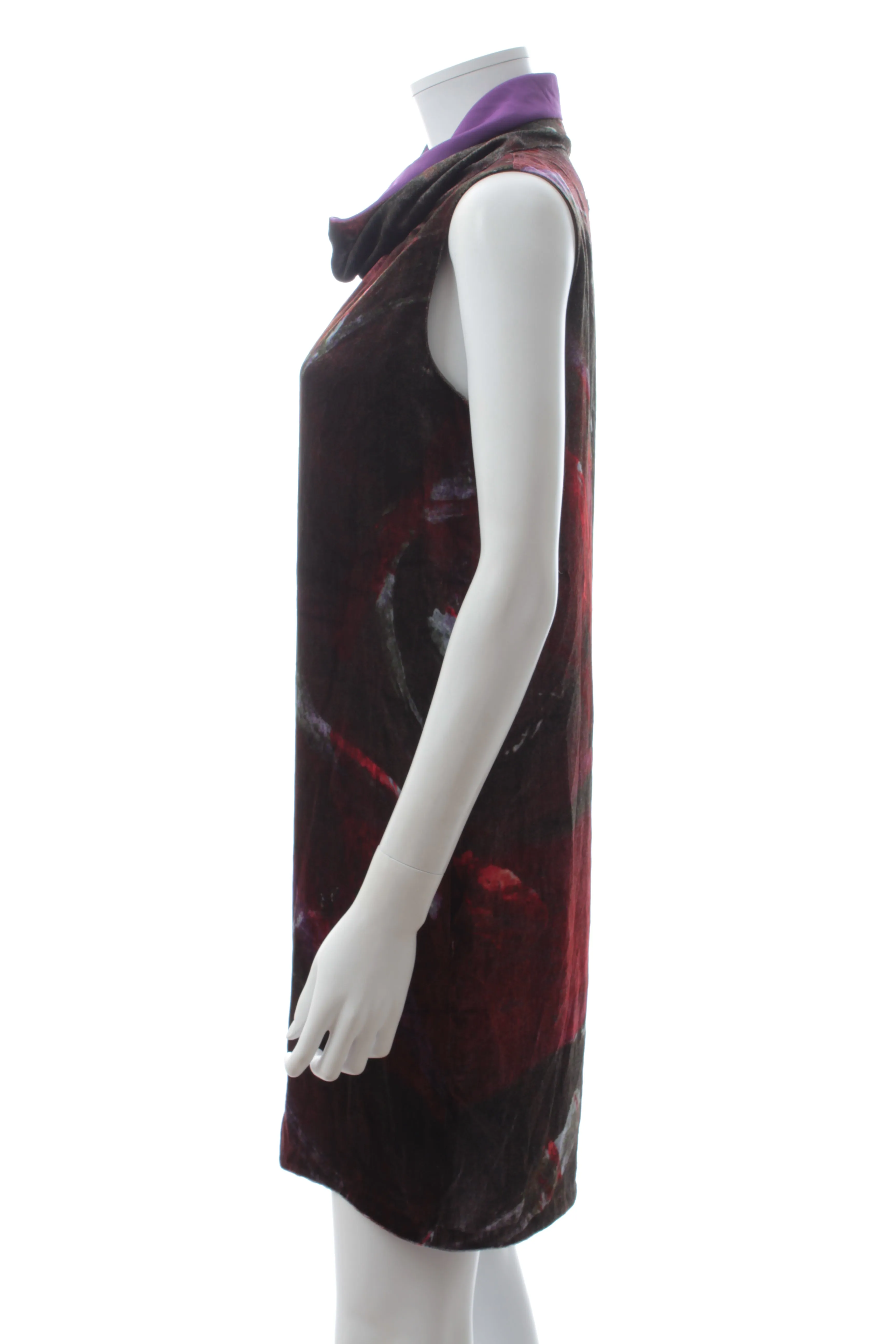 Fendi Draped Neck Velvet Shift Dress