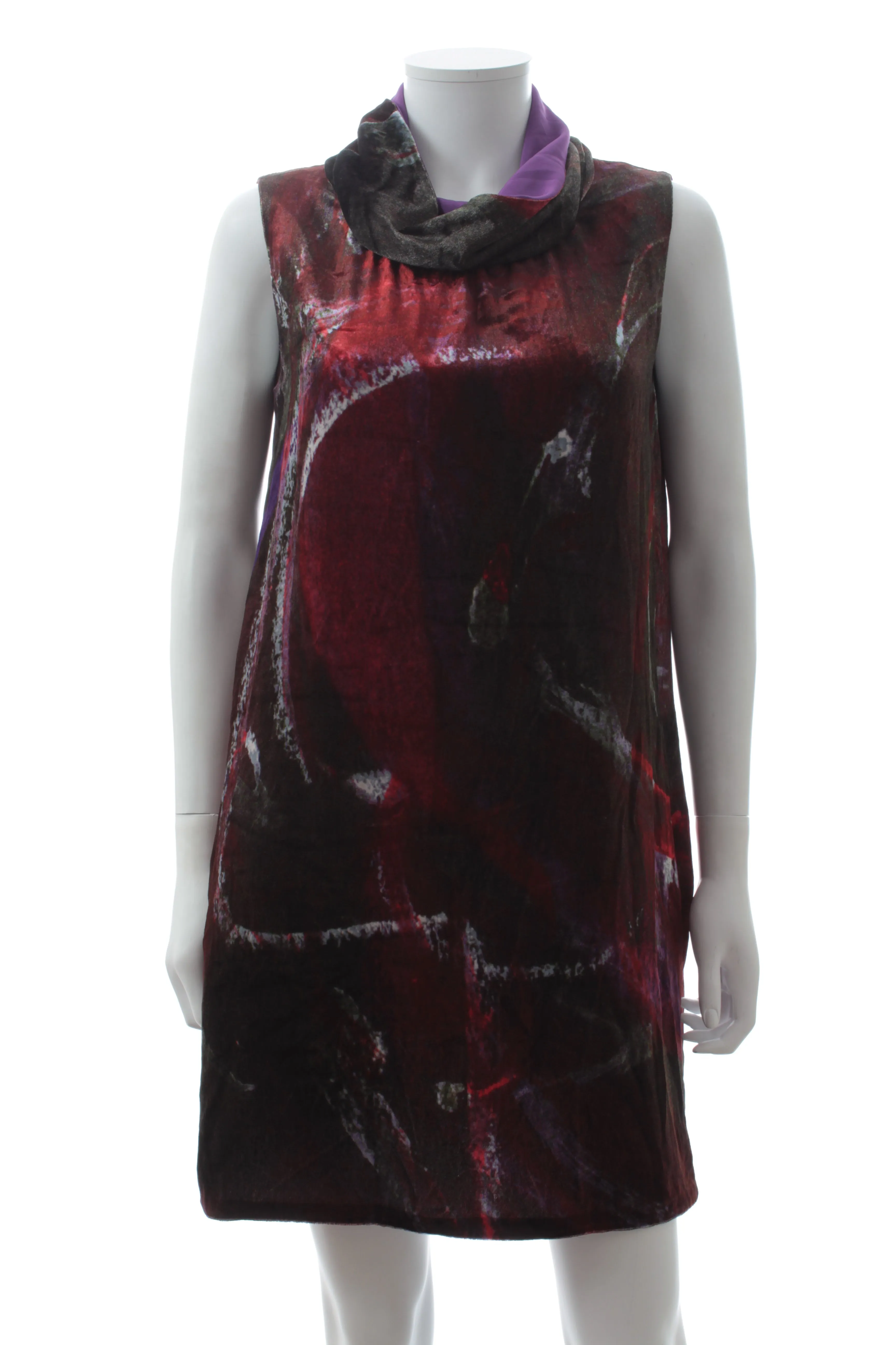 Fendi Draped Neck Velvet Shift Dress