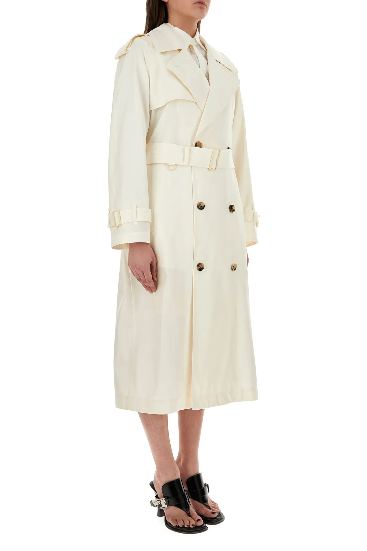 Ivory silk trench coat