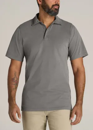 LJ&S Ultra Soft Short Sleeve Cotton Polo for Tall Men in Vintage Pewter