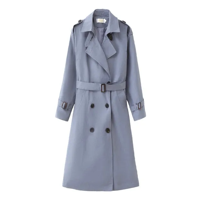 Long Double-Breasted Trench Coat