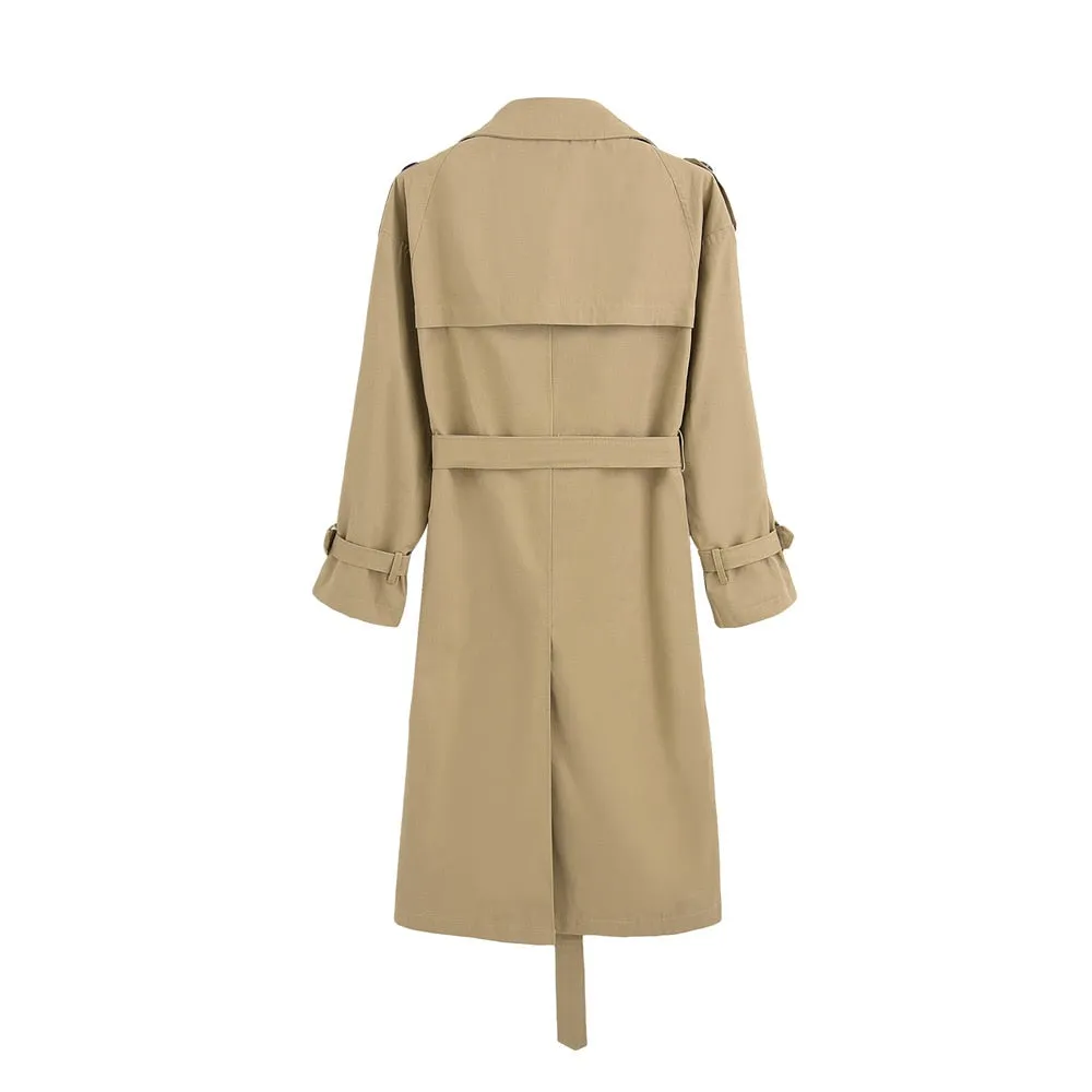 Long Double-Breasted Trench Coat