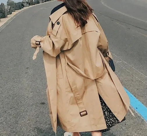 Long Double-Breasted Trench Coat