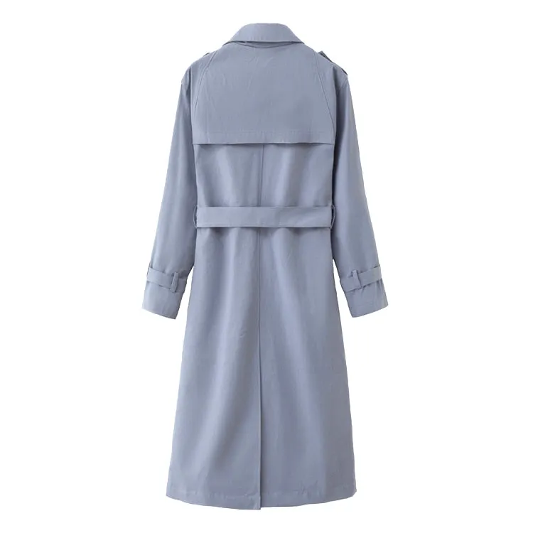 Long Double-Breasted Trench Coat