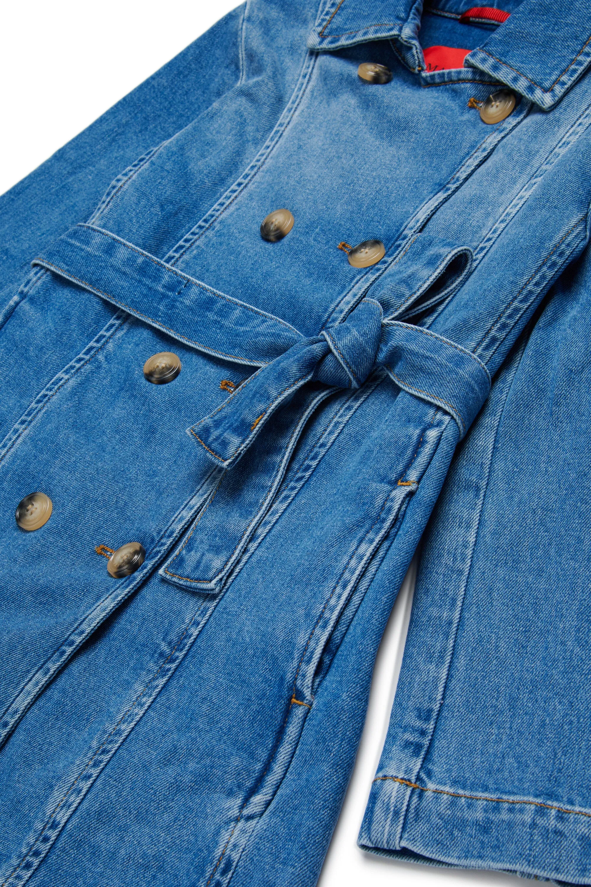 Medium blue shaded denim trench coat