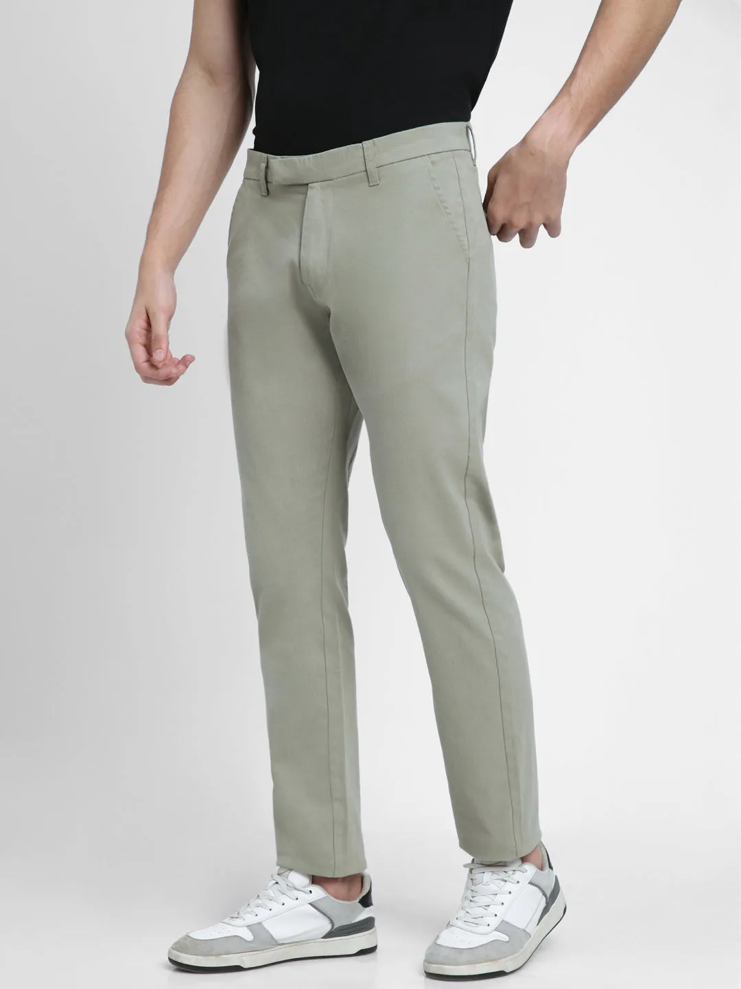 Men's Green Slim Fit Chinos Trousers