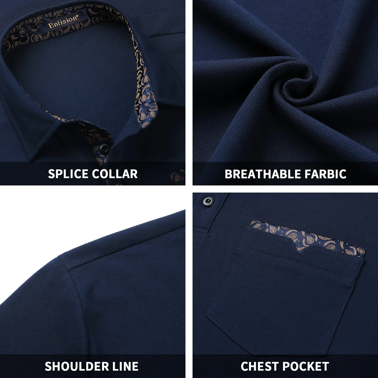 Men's Polo Shirt with Pocket - E-NAVY BLUE-PAISLEY2