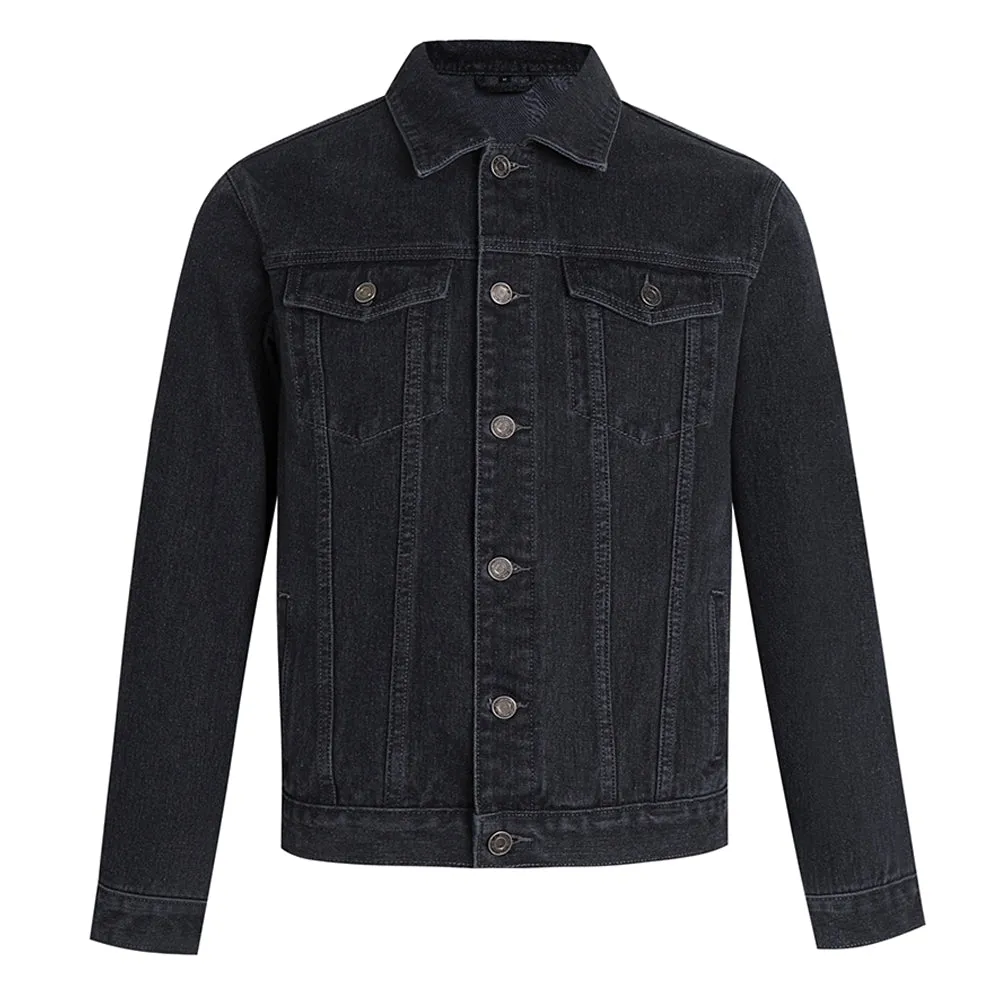 Mens Vintage MAKE MANEY NO FRIENDS Letter Graphic Denim Jacket