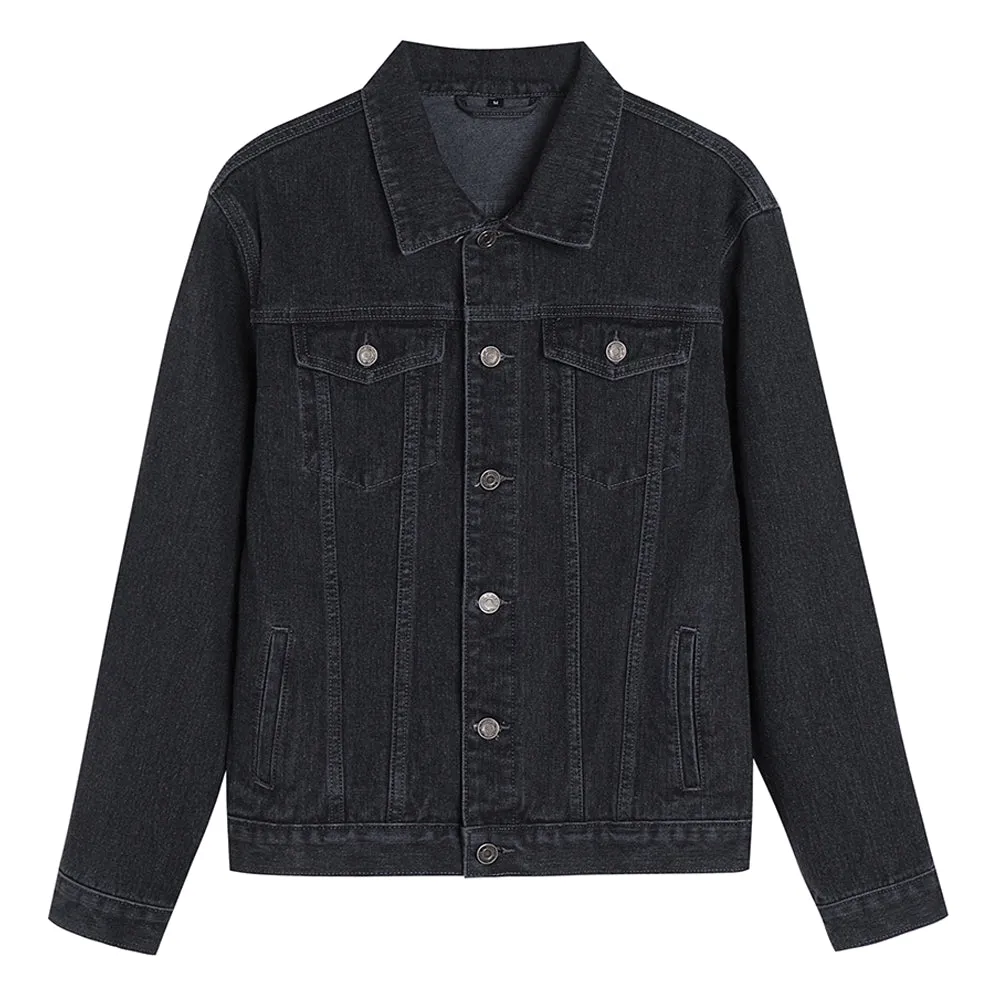 Mens Vintage MAKE MANEY NO FRIENDS Letter Graphic Denim Jacket