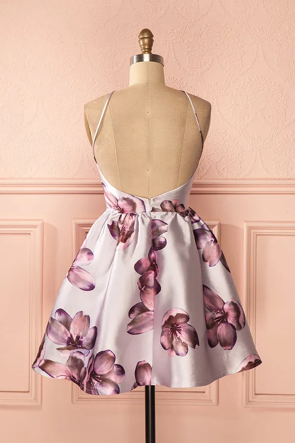 Modest Satin Halter Neckline Backless A-line Cocktail Dresses CD051