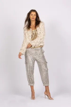 MOSSY SEQUIN JOGGER - SILVER