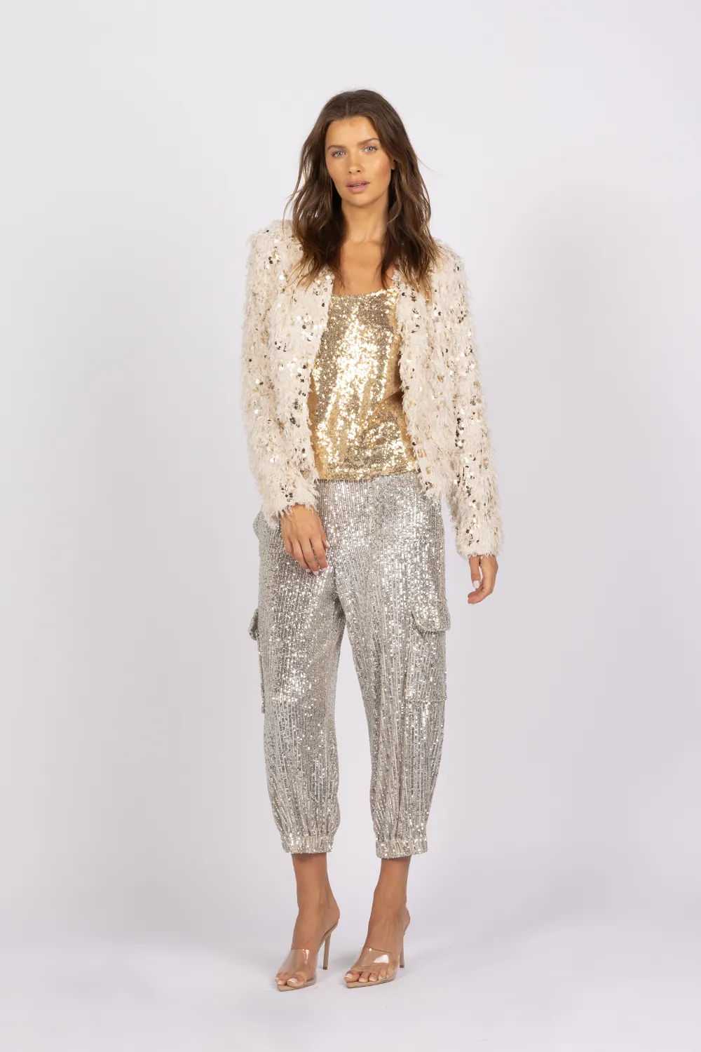 MOSSY SEQUIN JOGGER - SILVER