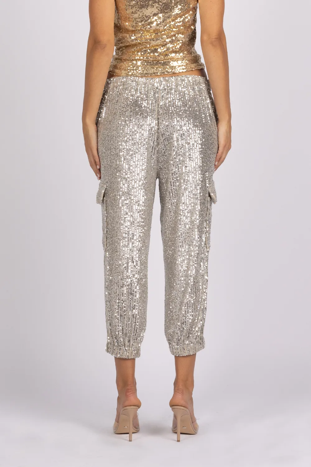 MOSSY SEQUIN JOGGER - SILVER