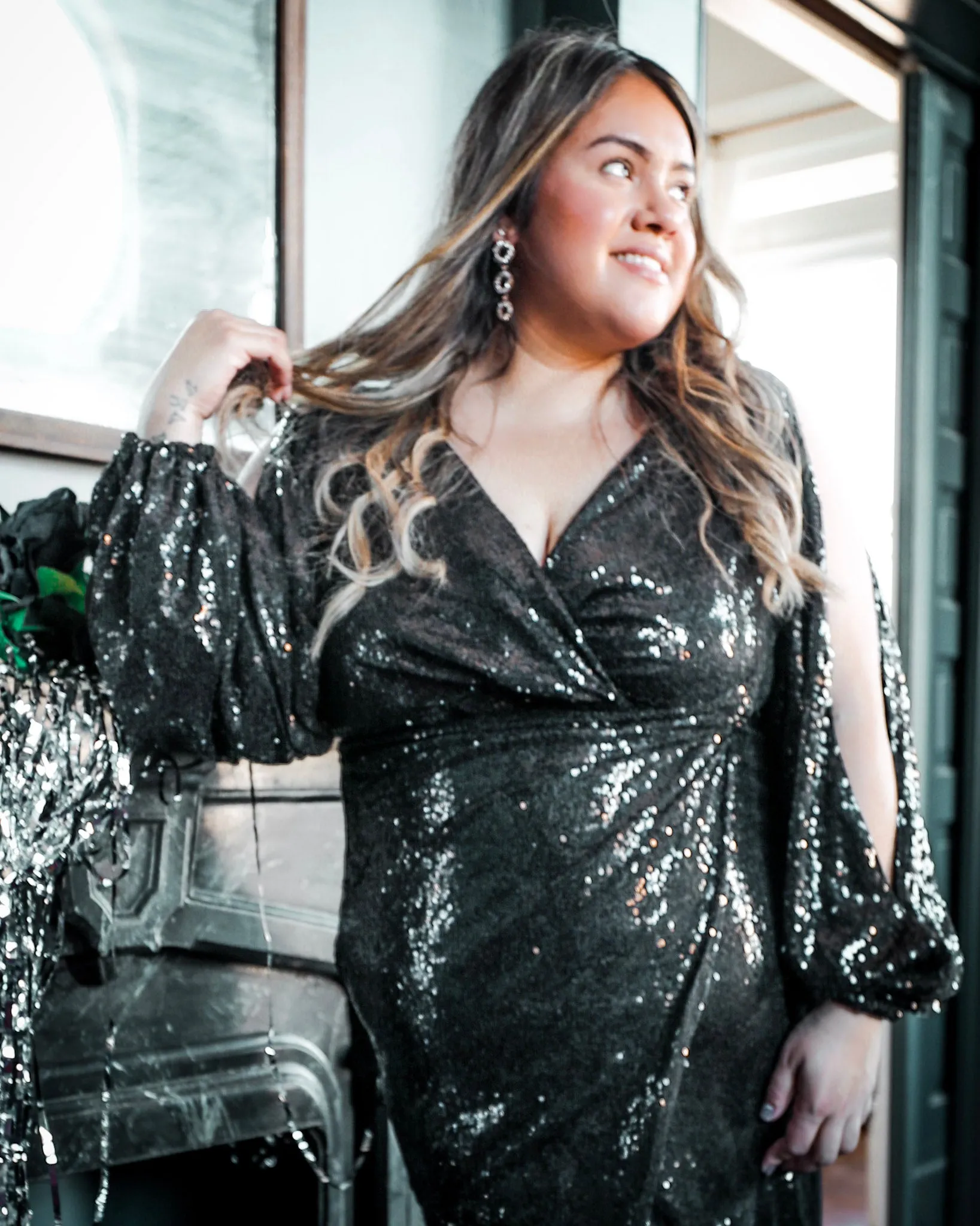 "PLUS" Briar Black Sequin Dress
