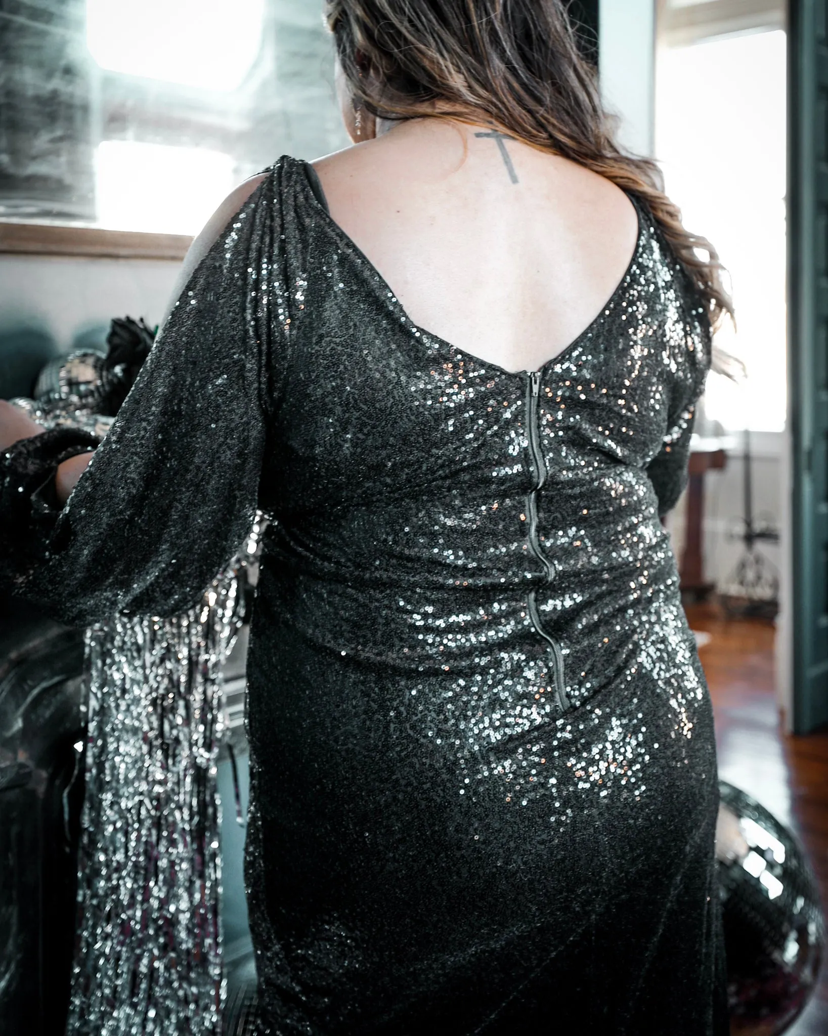 "PLUS" Briar Black Sequin Dress