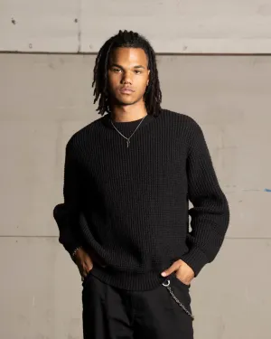 Saint Morta Oversized Waffle Crewneck Black