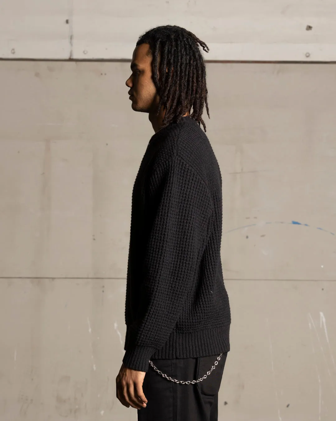 Saint Morta Oversized Waffle Crewneck Black