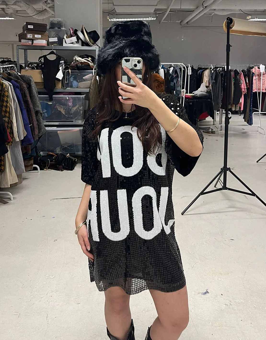 Sequin bonjour T-shirt dress