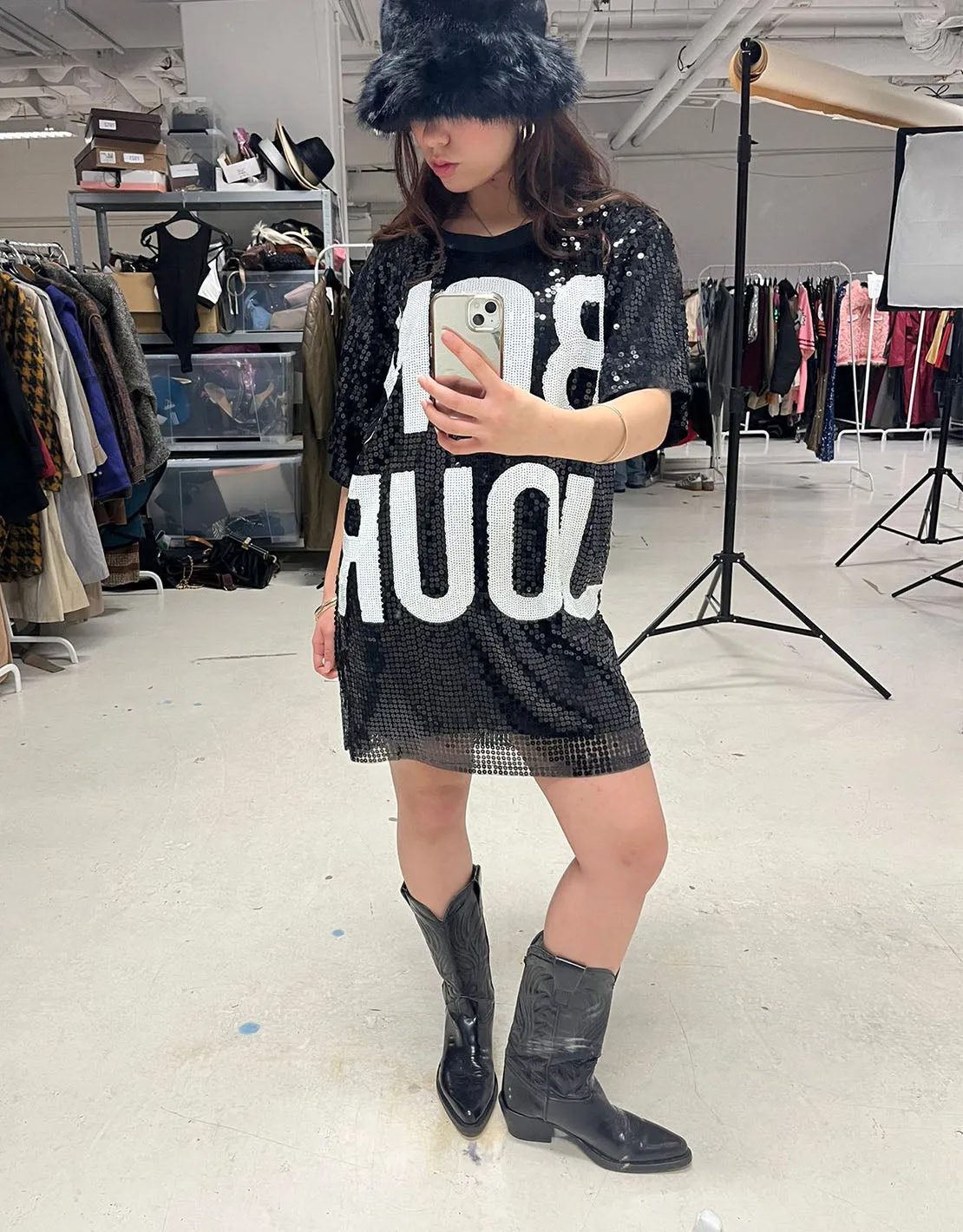 Sequin bonjour T-shirt dress