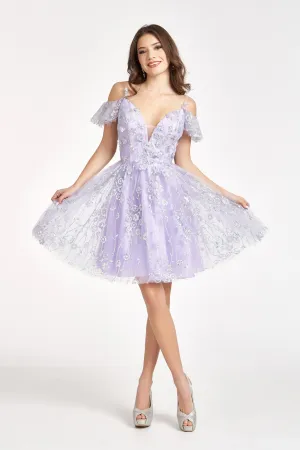 Sequin Sheer V-Back Glitter Mesh Homecoming Dress Sweetheart Neckline GLGS1996