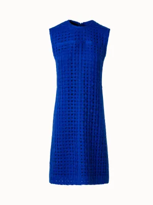 Sheath Dress in Grid Embroidery