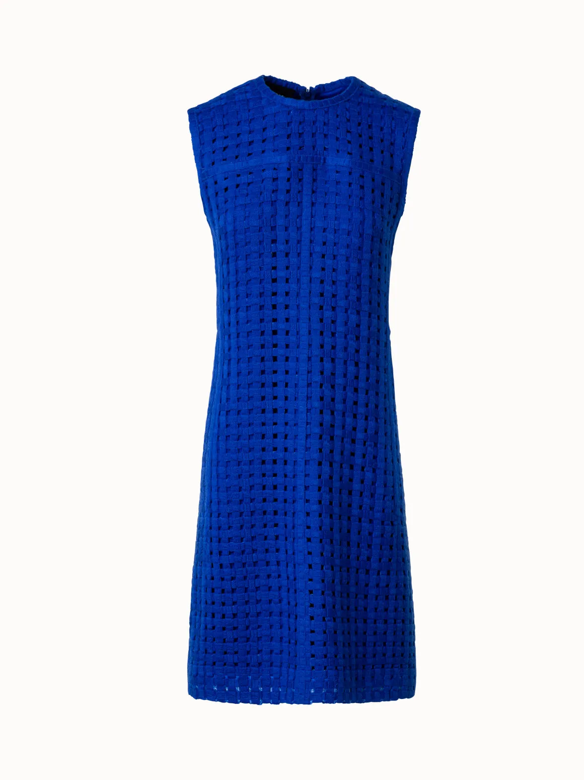 Sheath Dress in Grid Embroidery