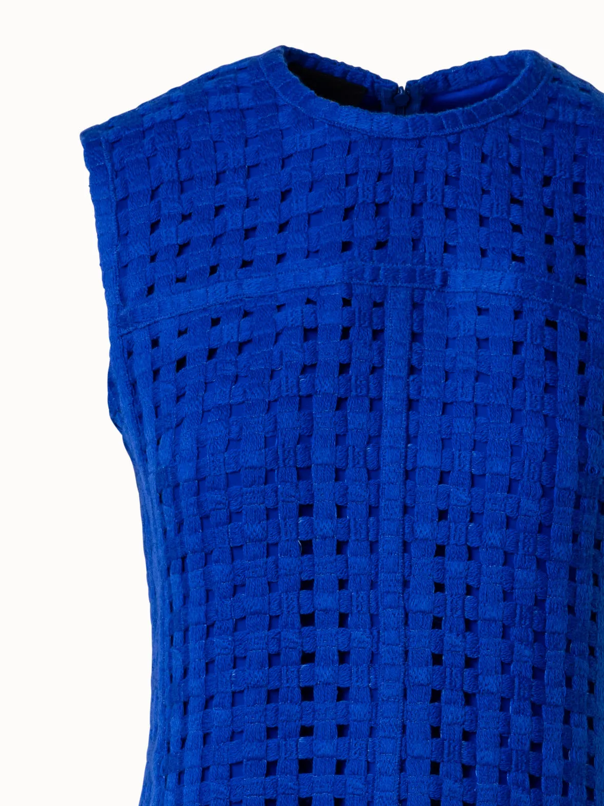 Sheath Dress in Grid Embroidery