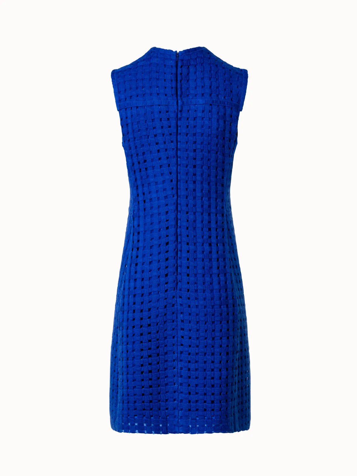 Sheath Dress in Grid Embroidery