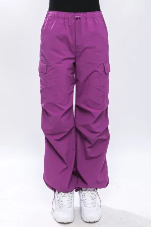 Violet Loose Fit Parachute Cargo Pants